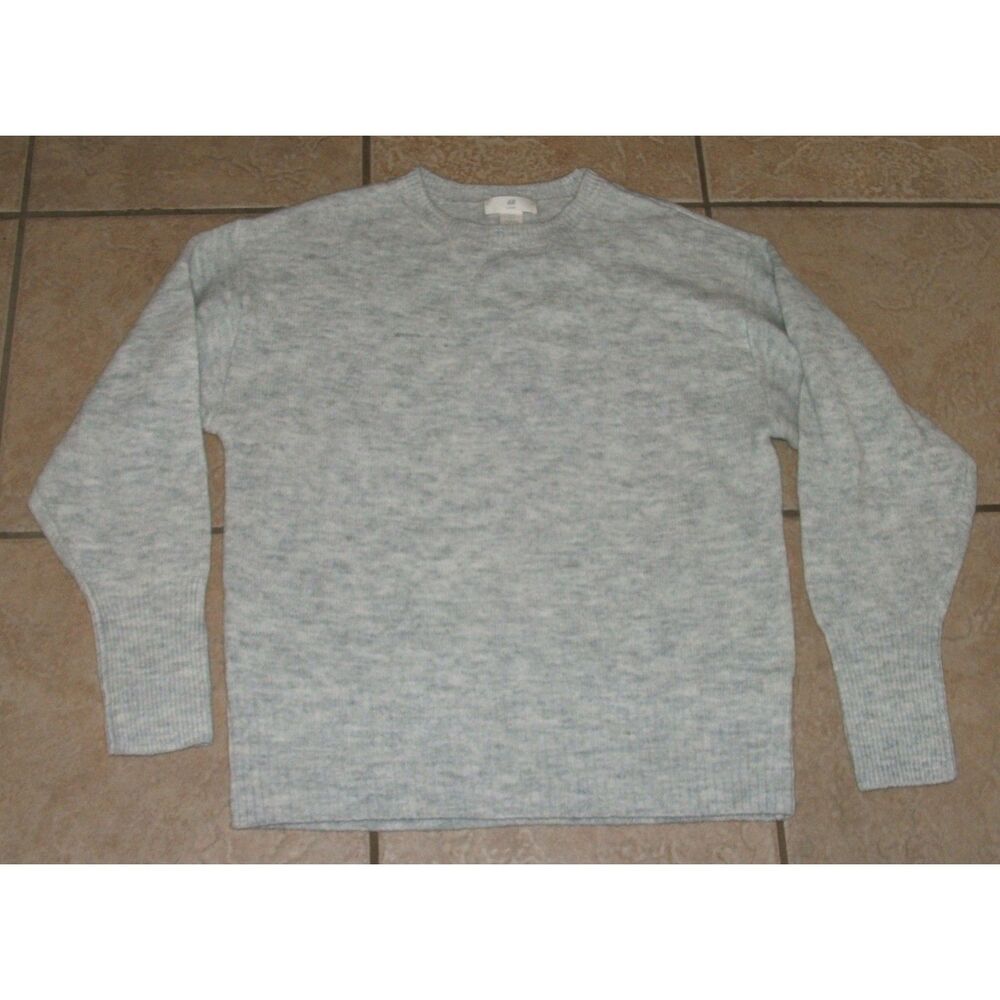 H&M Marled Light Gray Sz Small Stretchy Lightweight Wool Blend Pullover Sweater